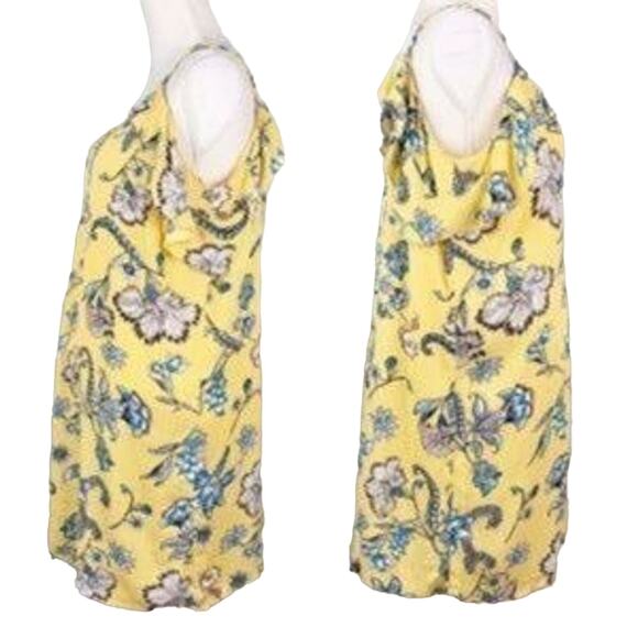 Love, Fire Dress XL Ruffle Strap Yellow Blue Floral Cold Shoulder V Neck Lined - Picture 3 of 11